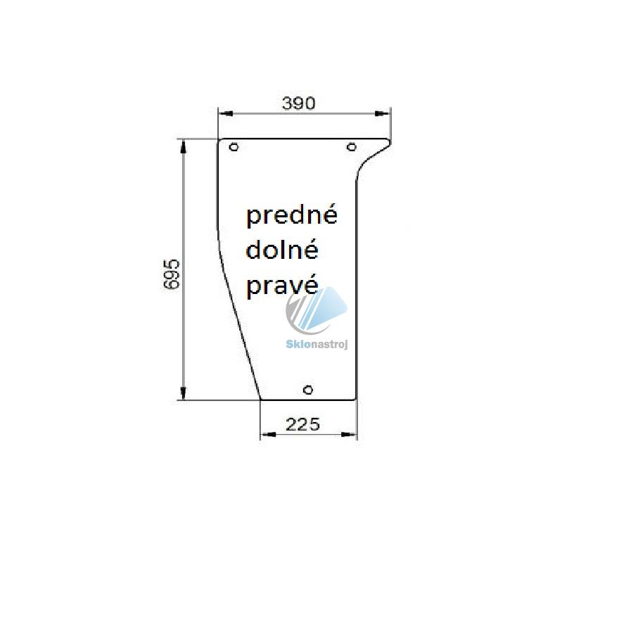 Claas Cergos 330 335 340 345 350 355 predné dolné pravé sklo 