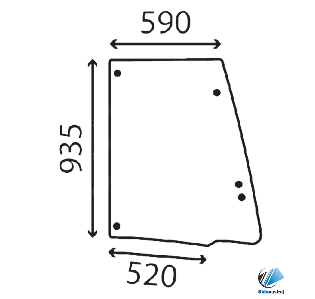 Case 580ST 590ST 695ST dverové horné sklo 